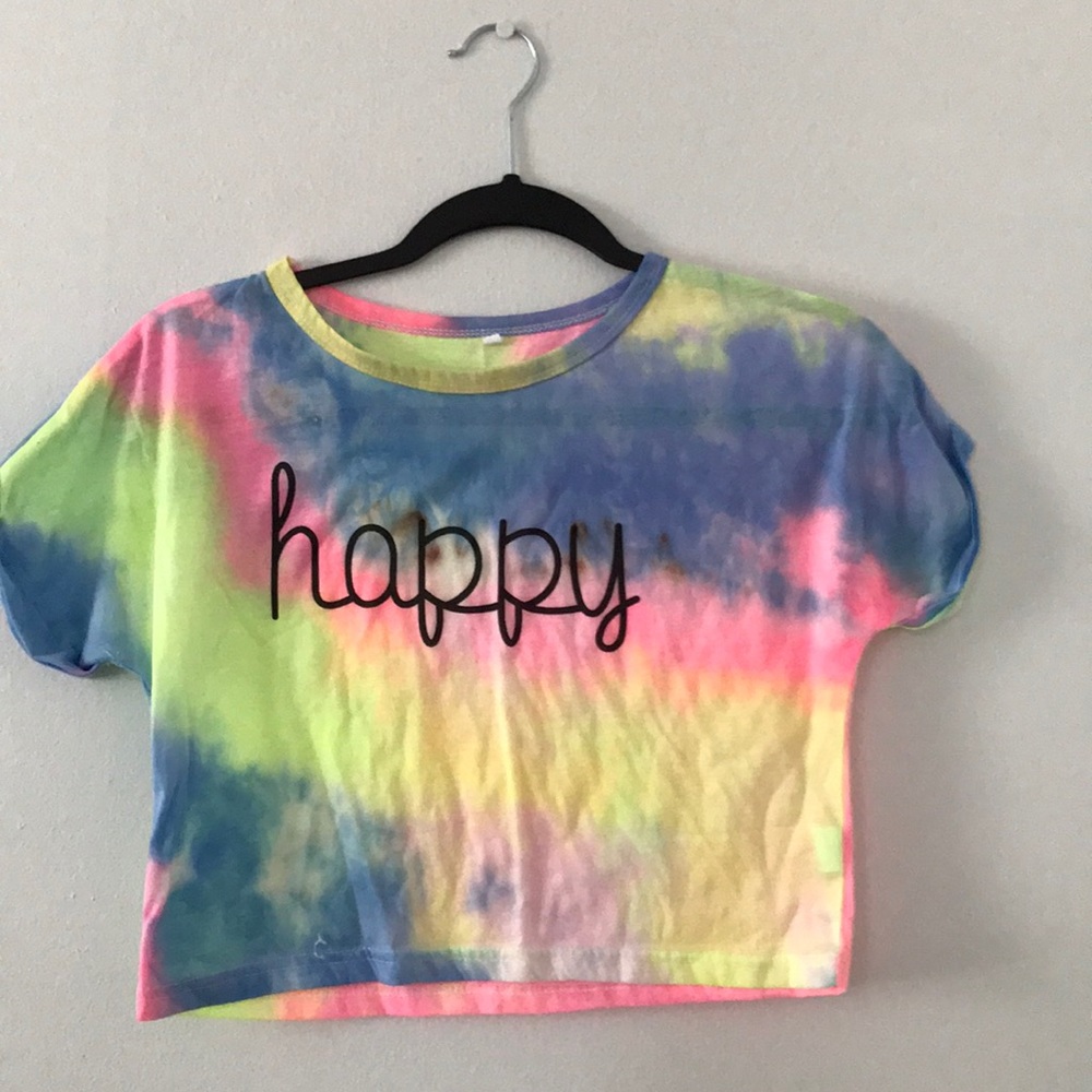 Tie dye “Happy” crop top